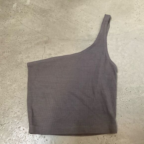 Joah Brown One Shoulder Crop Top - Picture 2 of 7